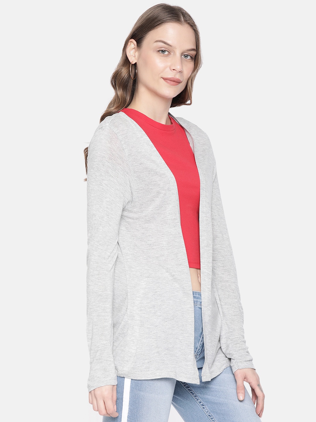 

People Women Grey Solid Open Front Shrug