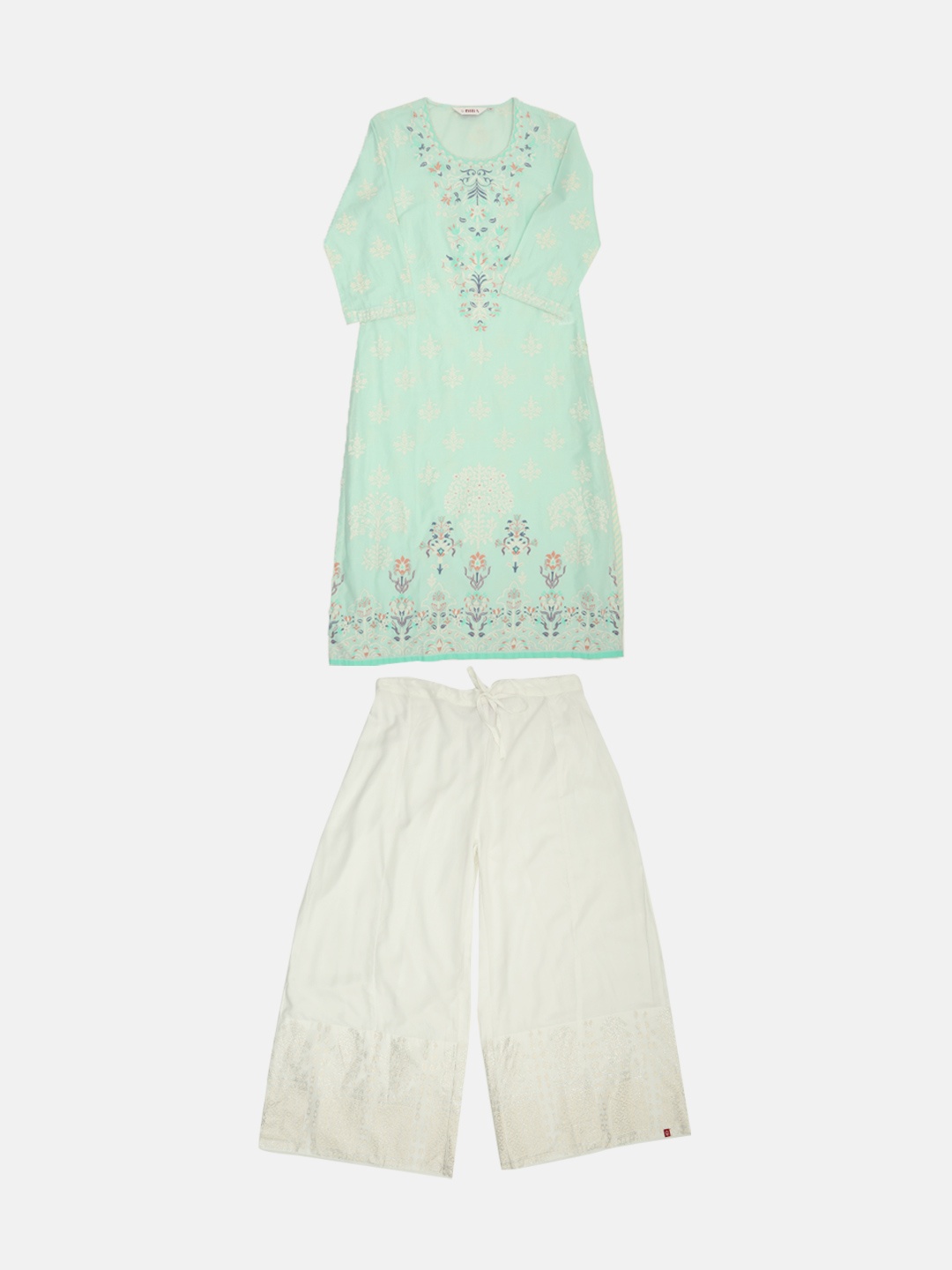 

Biba Women Turquoise Blue & Off-White Printed Kurta with Palazzos