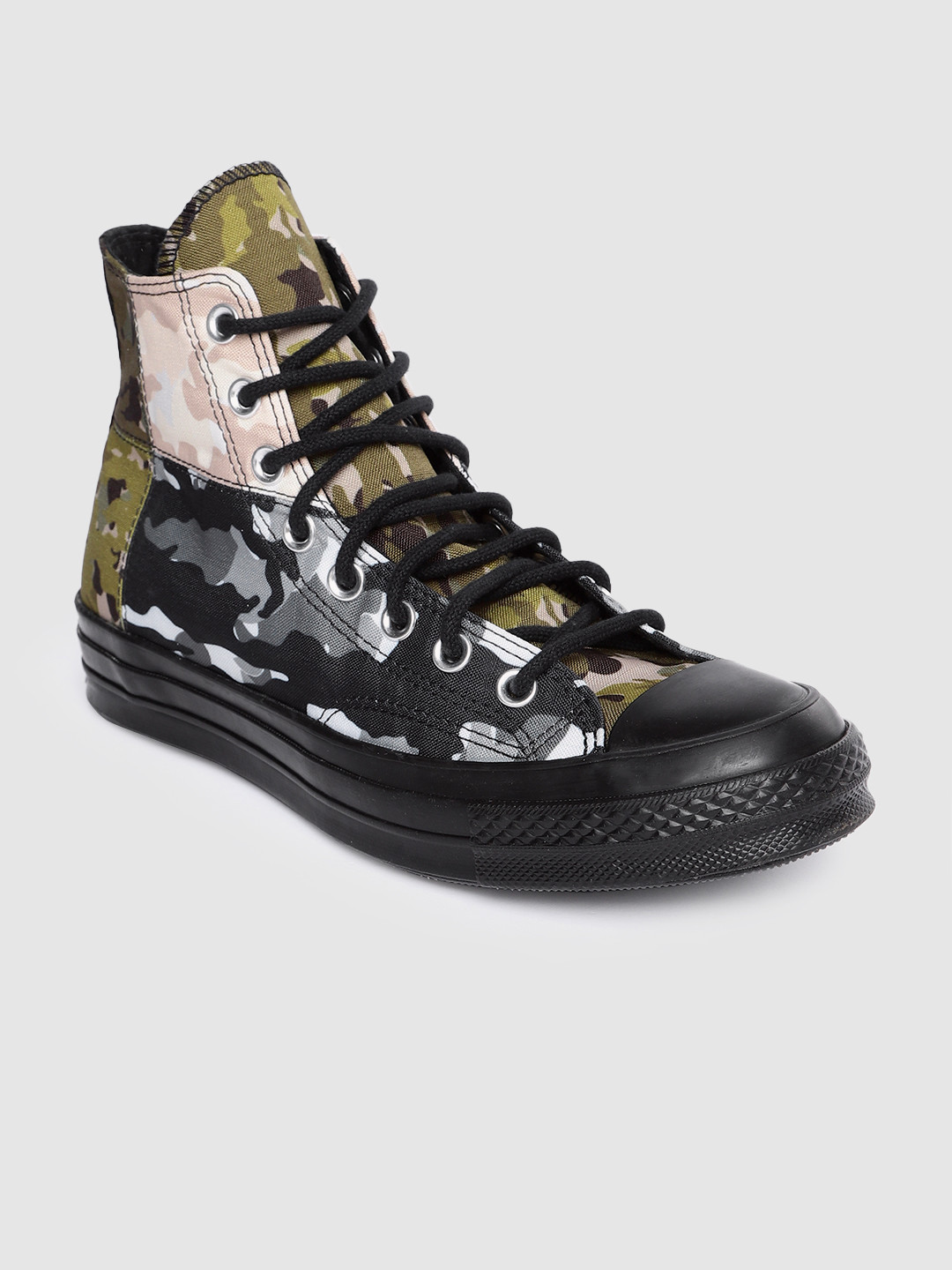 

Converse Men Olive Green & Black Printed Mid-Top Sneakers