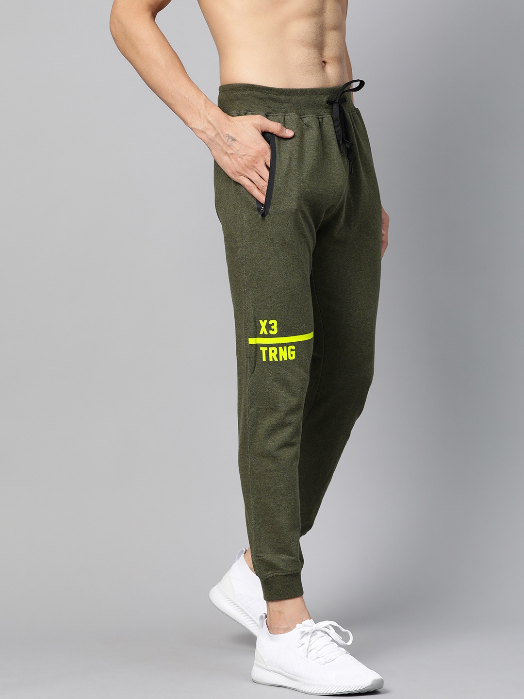 

HRX by Hrithik Roshan Men Olive Green Solid Slim Fit Rapid-Dry Training Joggers