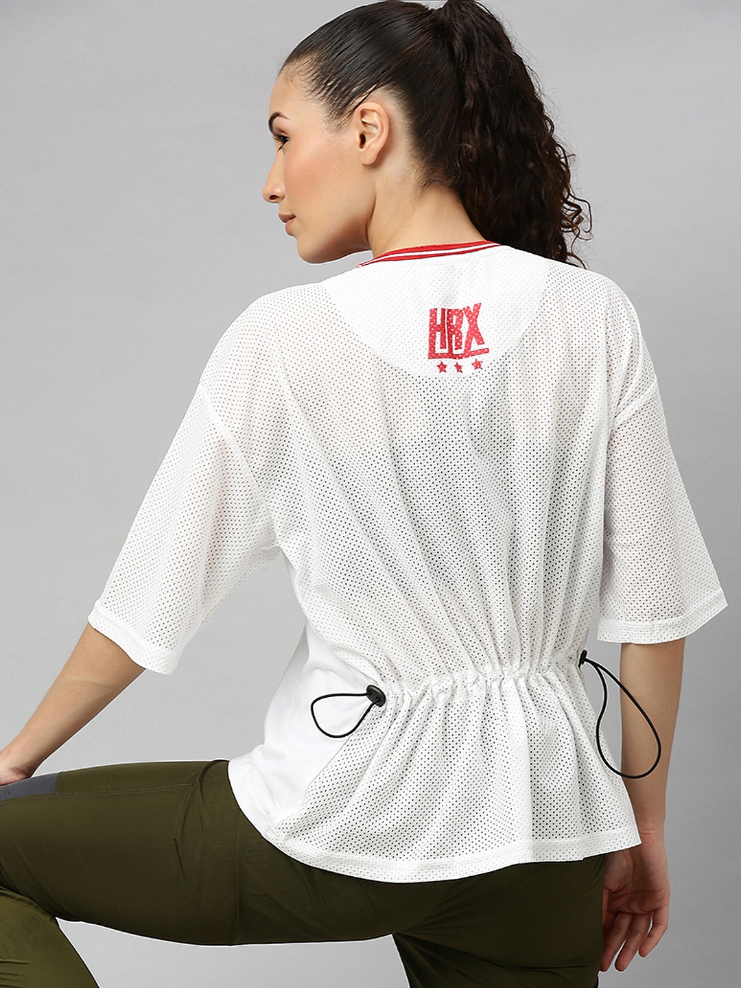 

Hrx By Hrithik Roshan Women White Solid Boxy Fit Lifestyle T-shirt