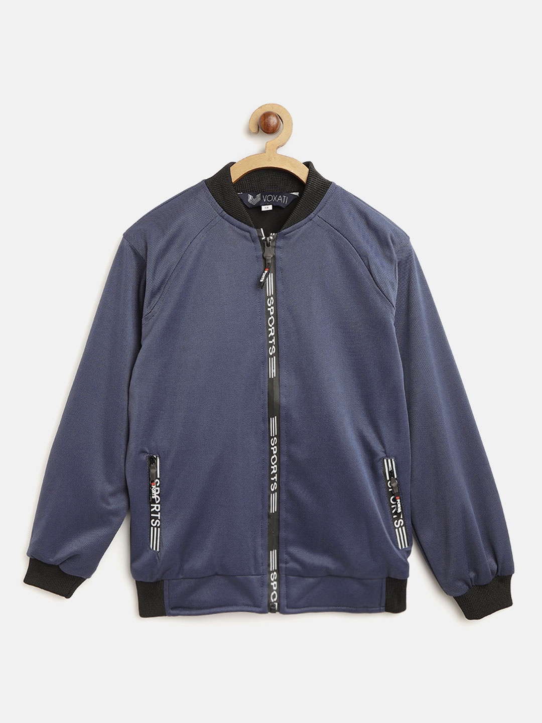 

VOXATI Boys Navy Blue Solid Bomber Jacket