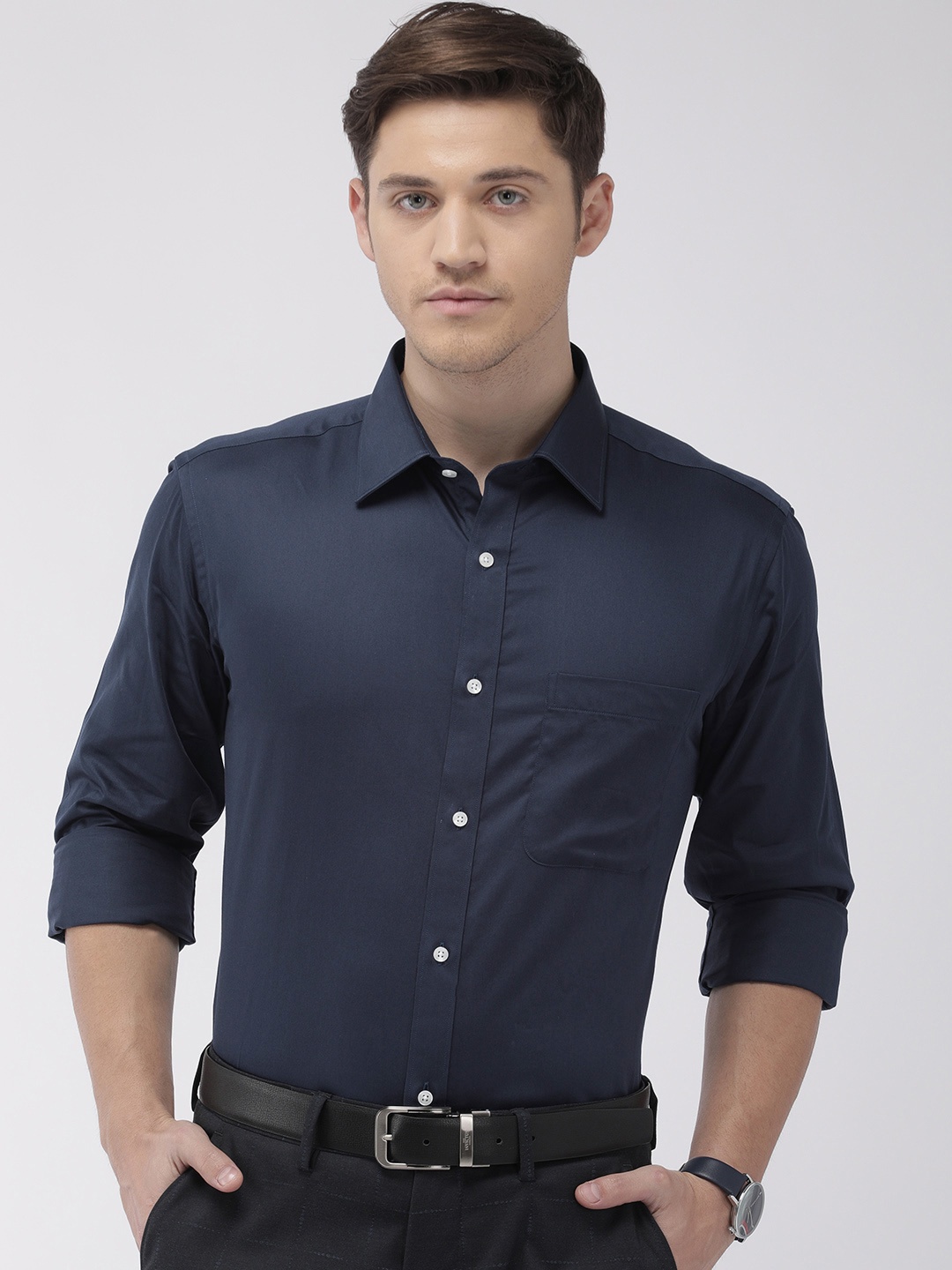 

Raymond Men Navy Blue Slim Fit Solid Formal Shirt