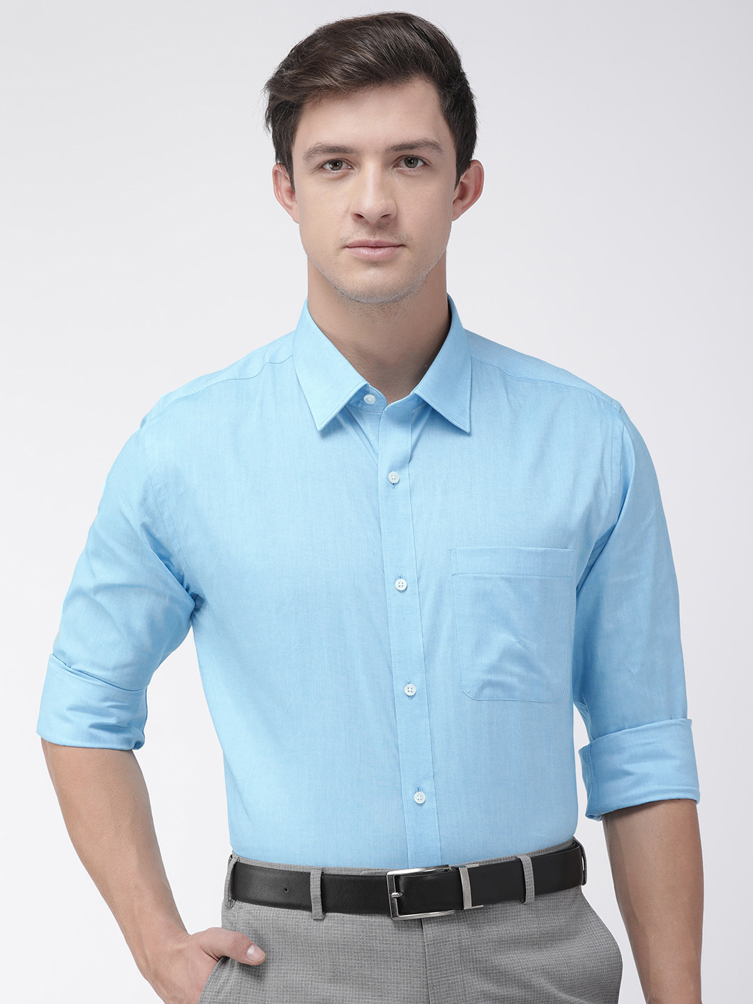 

Raymond Men Blue Slim Fit Solid Formal Shirt