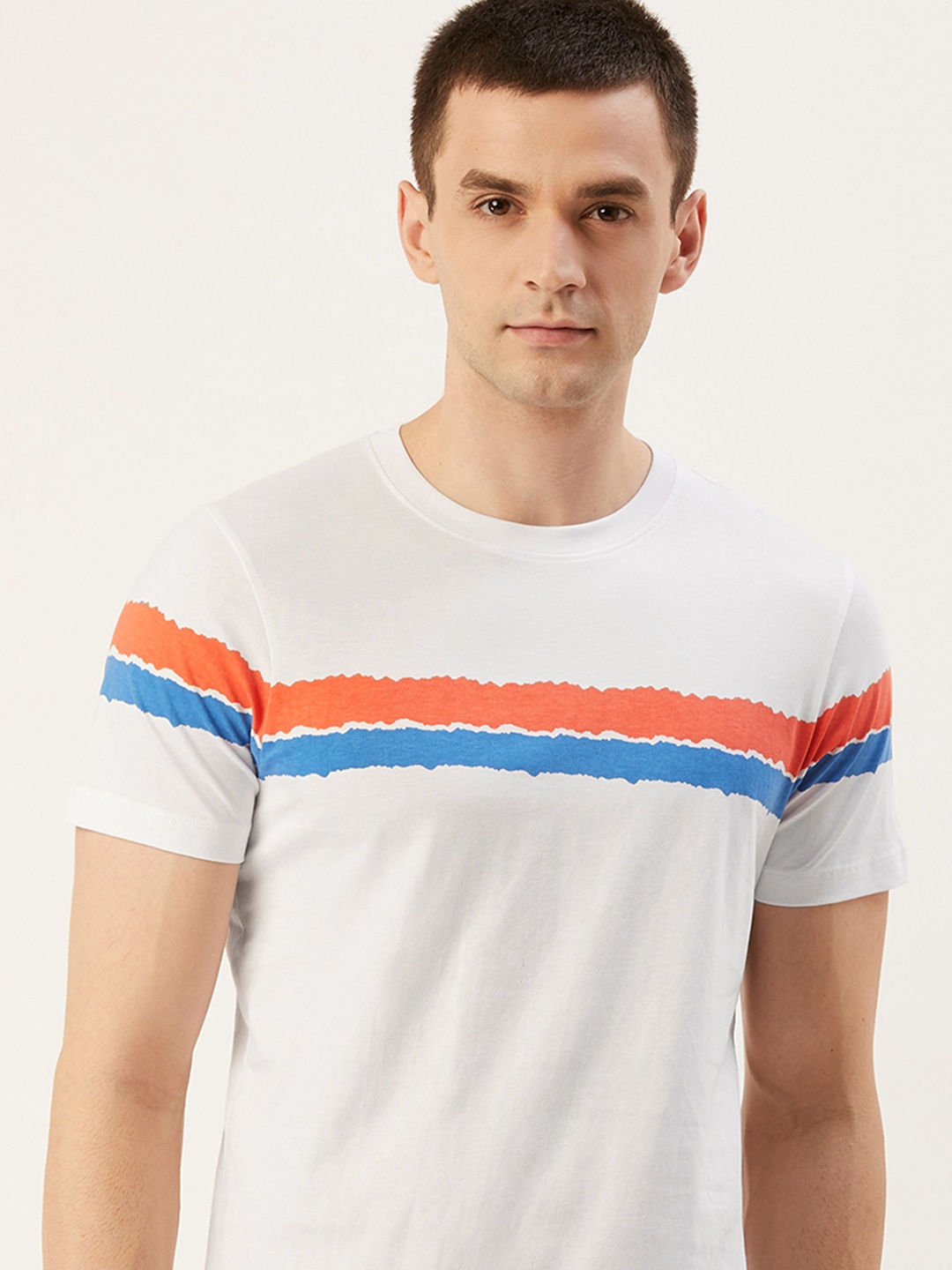 

Mast & Harbour Men White Stripe Detail Round Neck T-shirt