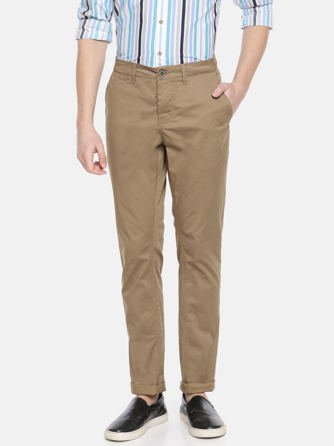

Being Human Clothing Men Khaki Printed Regular Fit Chinos