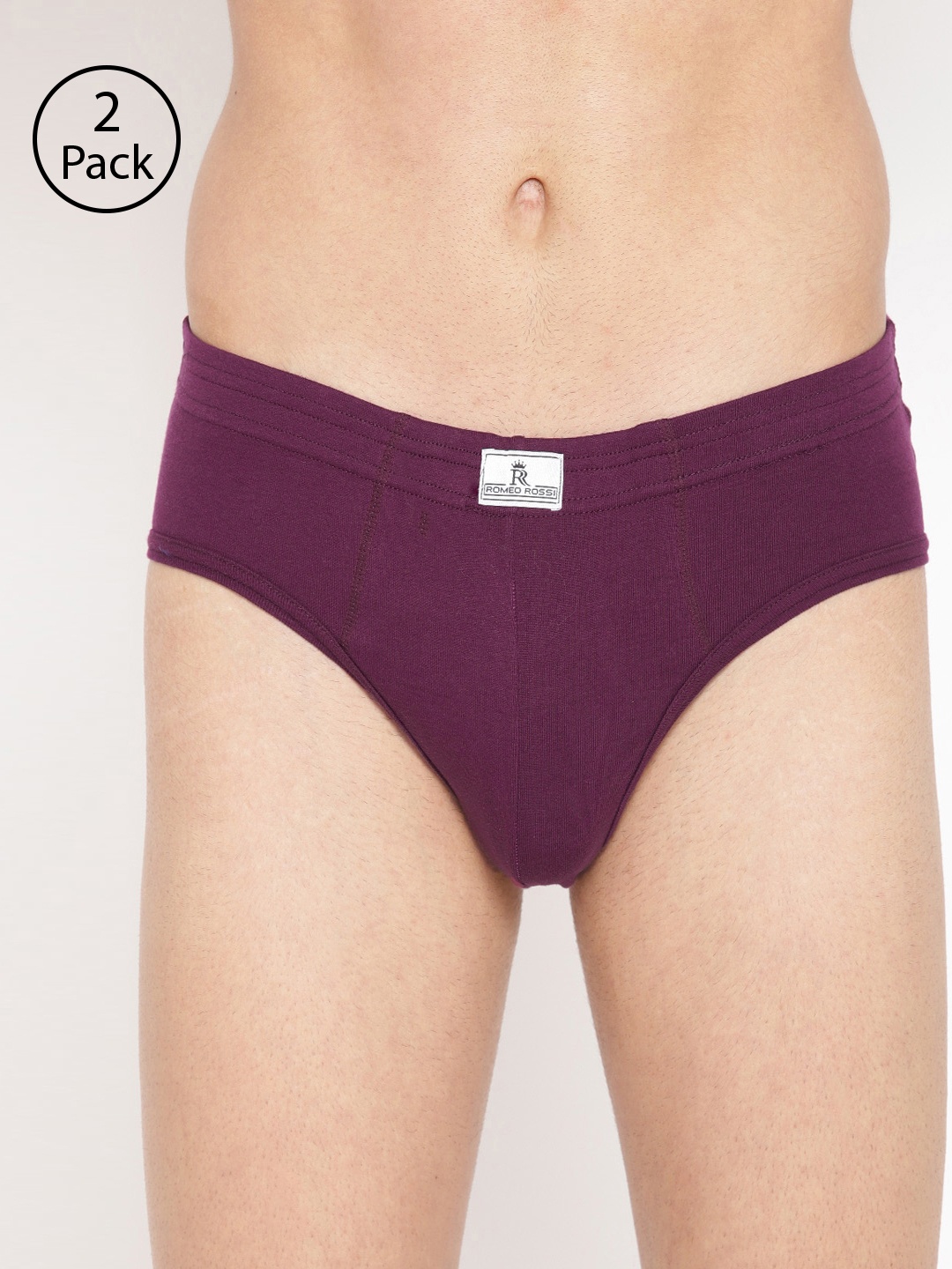 

ROMEO ROSSI Men Pack of 2 Purple Solid Low-Rise Basic Briefs RBIE-1003-WN-2