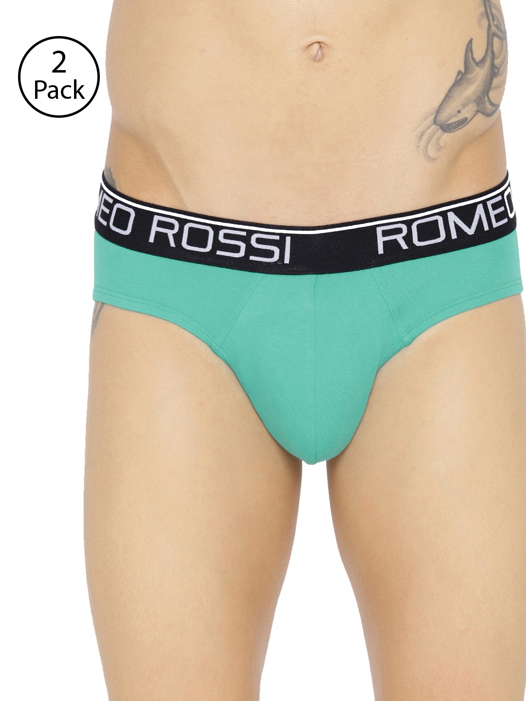 

ROMEO ROSSI Men Pack of 2 Sea Green Solid Low-Rise Briefs CLBP-2003-RG-2