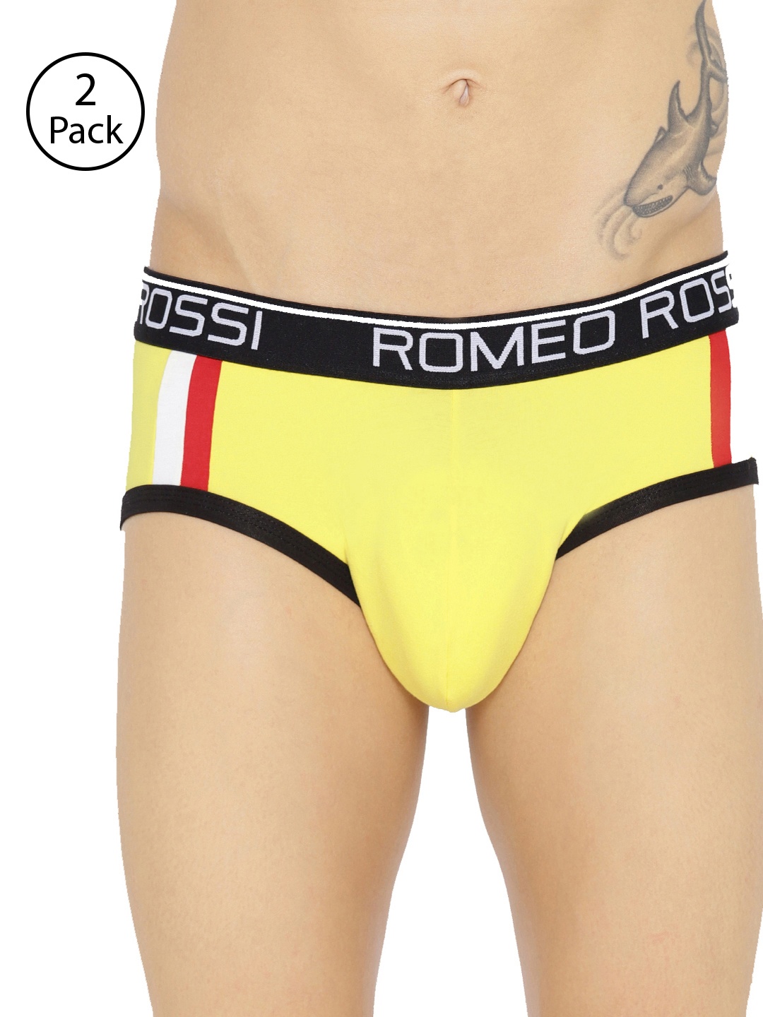 

ROMEO ROSSI Pack of 2 Yellow Low-Rise Basic Briefs CLBSP-2001-YL-2