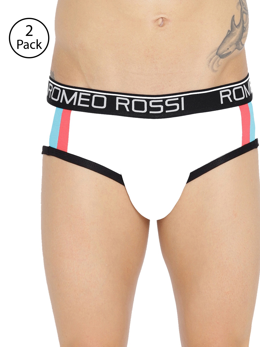 

ROMEO ROSSI Pack of 2 White Low-Rise Basic Briefs CLBSP-2001-WH-2