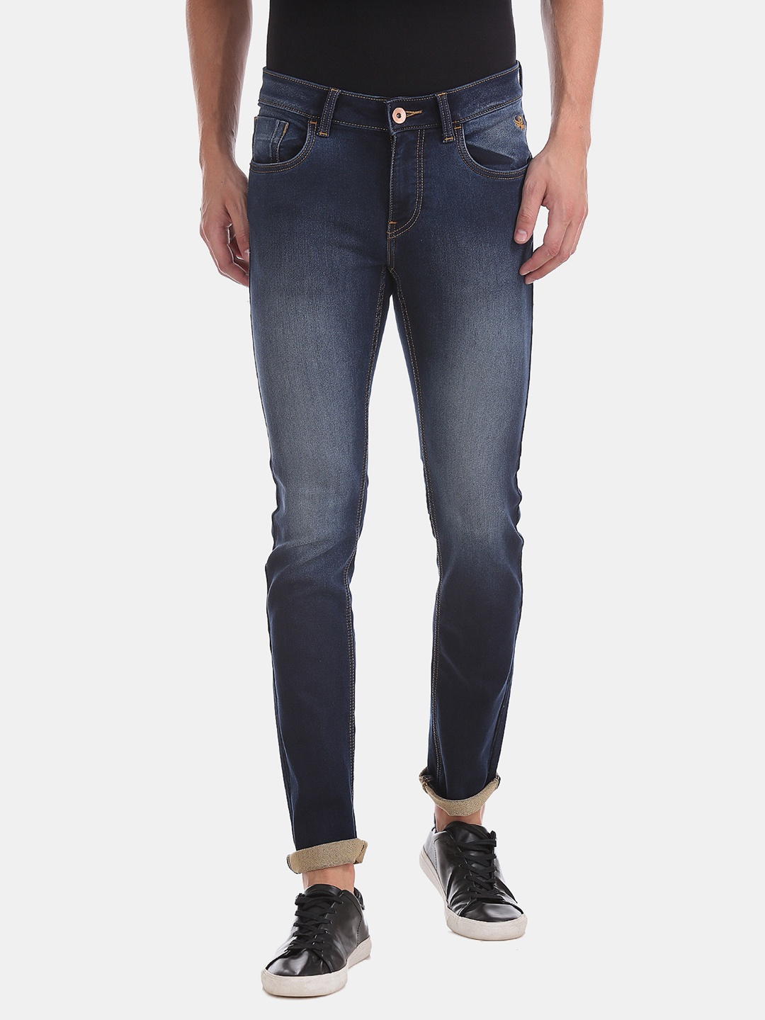 

Flying Machine Men Navy Blue Skinny Fit Mid-Rise Clean Look Stretchable Jeans