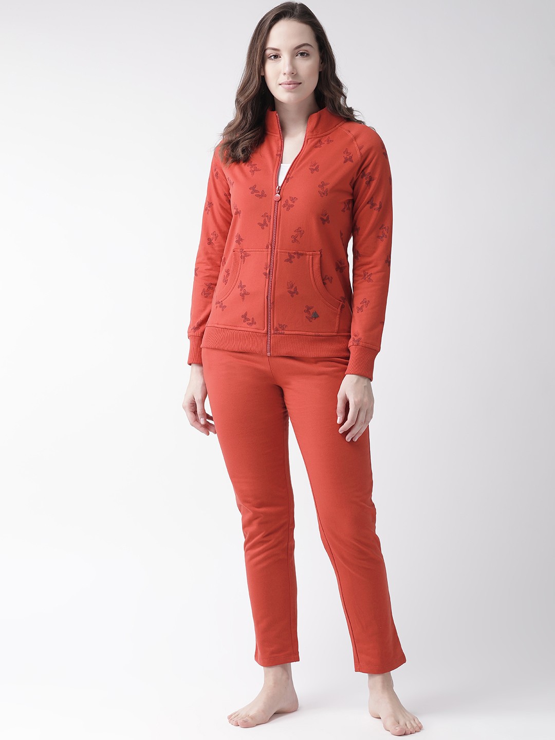 

MADAME M SECRET Women Rust Orange Printed Nightsuit