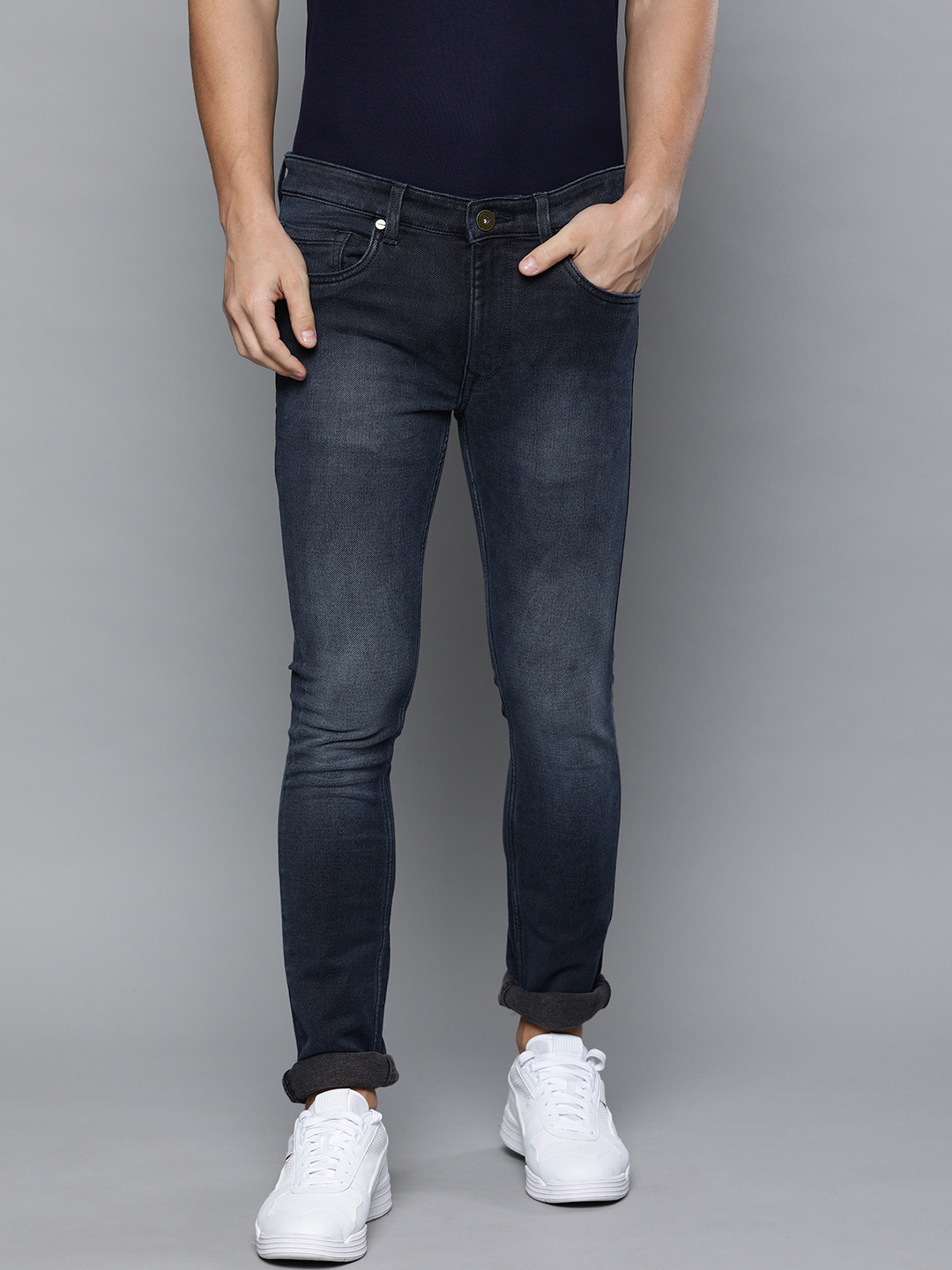 

Louis Philippe Jeans Men Blue Albert Super Slim Fit Low-Rise Clean Look Stretchable Jeans