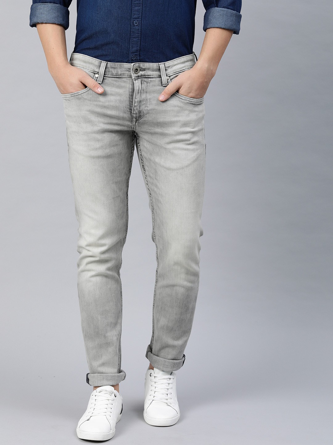 

Louis Philippe Jeans Men Grey Matt Slim Fit Low-Rise Clean Look Stretchable Jeans