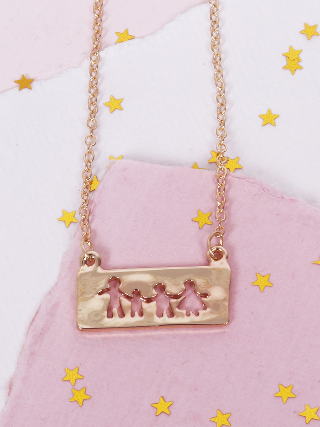 

lil' star Girls Gold-Toned Family Cutout Chain Pendant Necklace