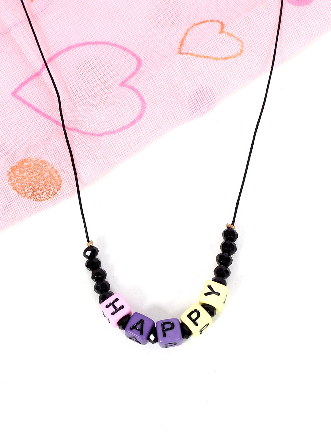 

lil' star Girls Black Happy Lettered Handcrafted Necklace