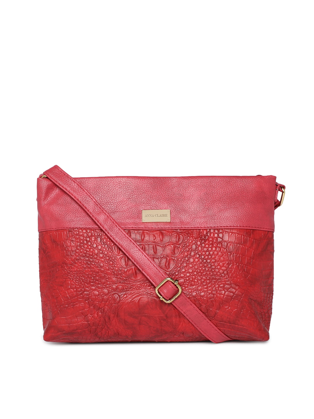 

Anna Claire Red Animal Skin Textured Leather Sling Bag