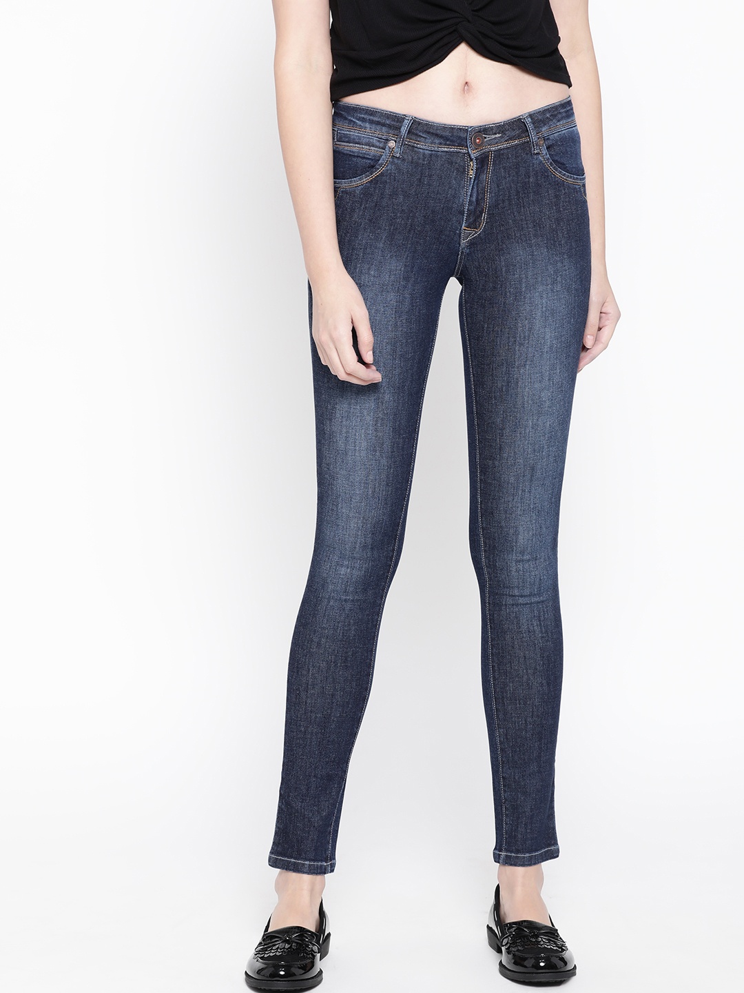 

urSense Women Navy Blue Slim Fit Mid-Rise Clean Look Stretchable Jeans