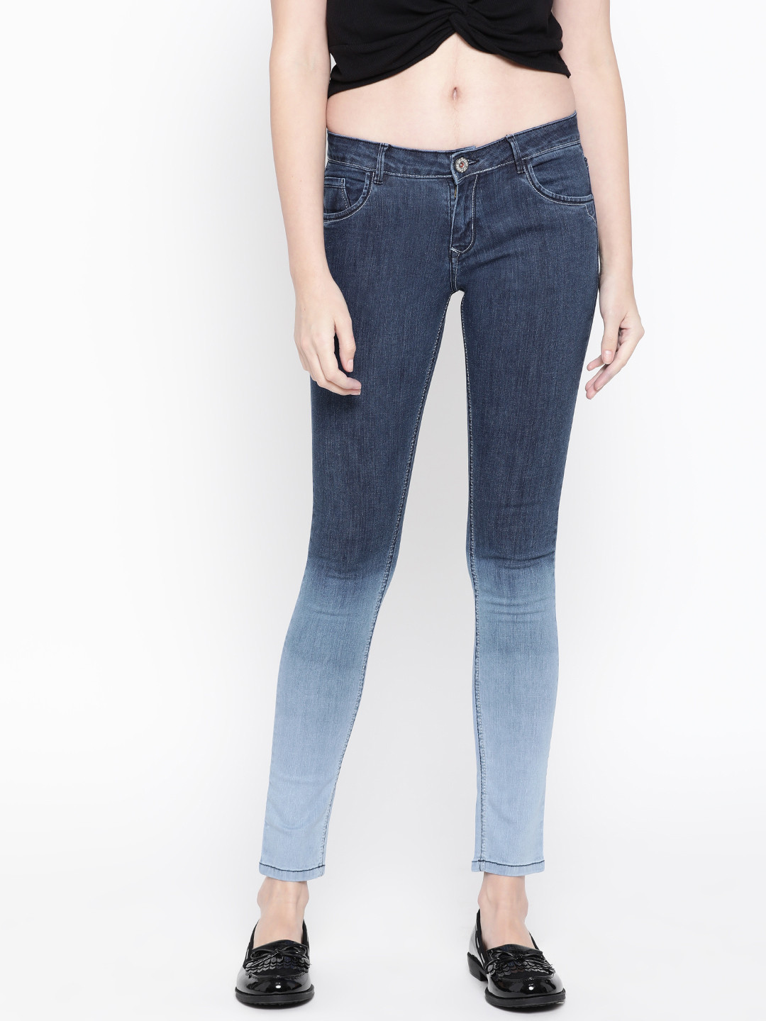 

urSense Women Blue Slim Fit Mid-Rise Ombre Washed Clean Look Stretchable Jeans