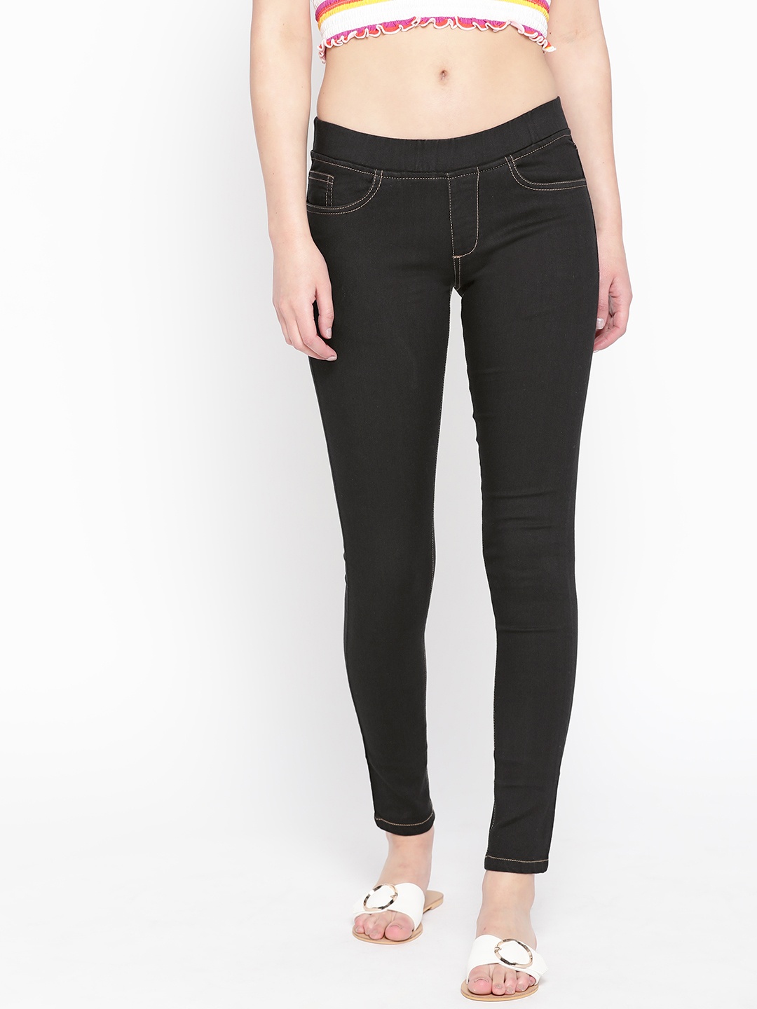 

urSense Women Black Solid Slim Fit Jeggings