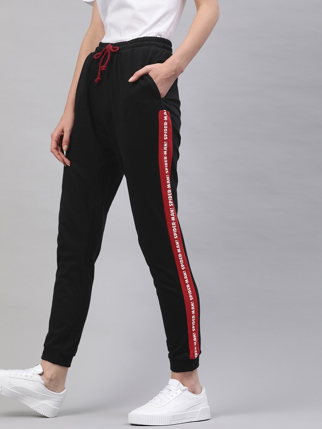 

Kook N Keech Marvel Women Black Solid Joggers With Side Stripes