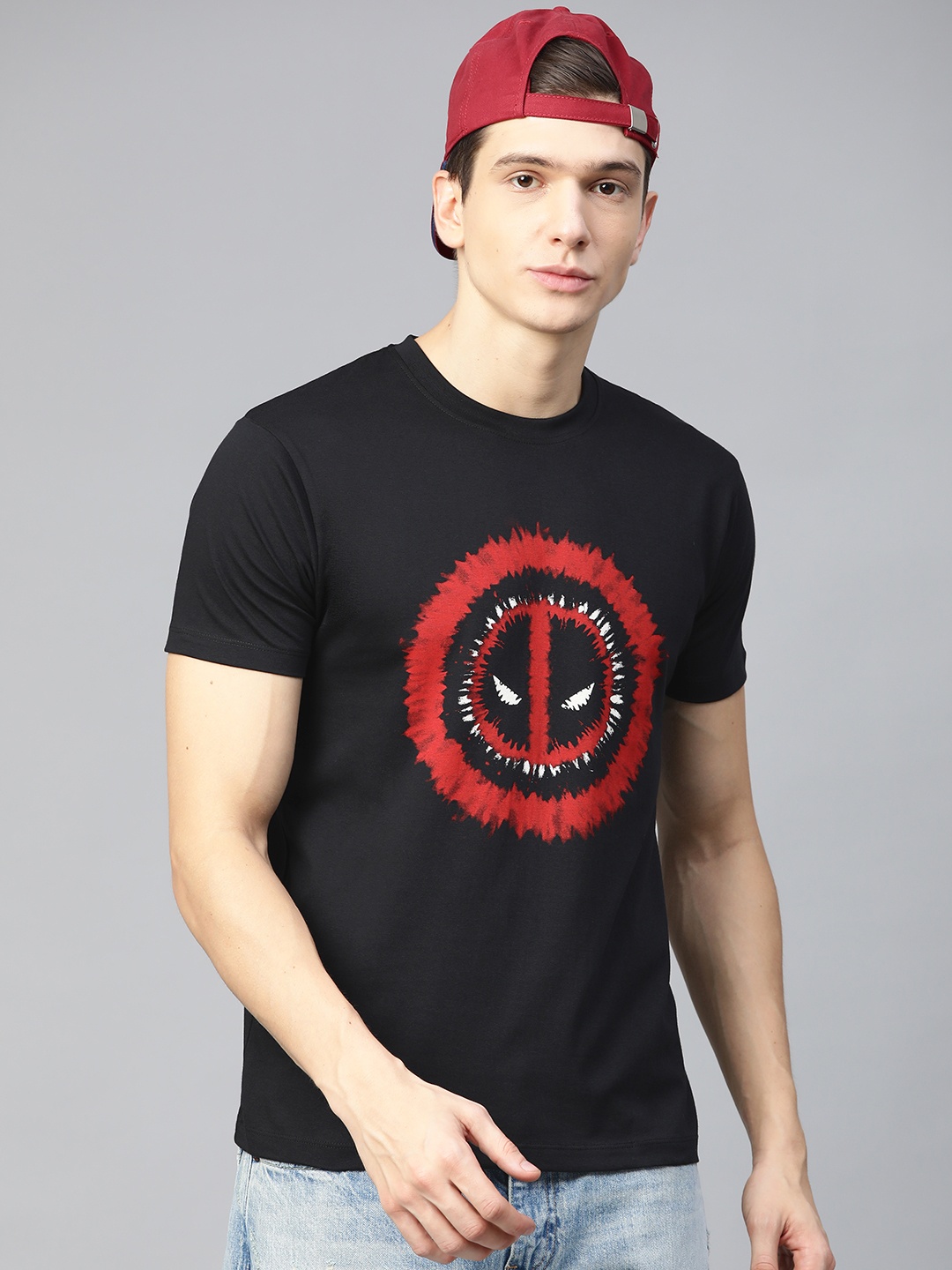 

Kook N Keech Marvel Men Black Red Spider Man Print Round Neck Pure Cotton T-shirt