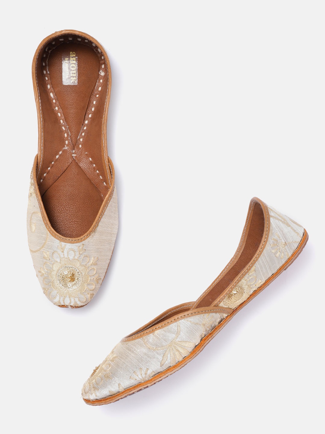 

Anouk Women Beige Embroidered Mojaris