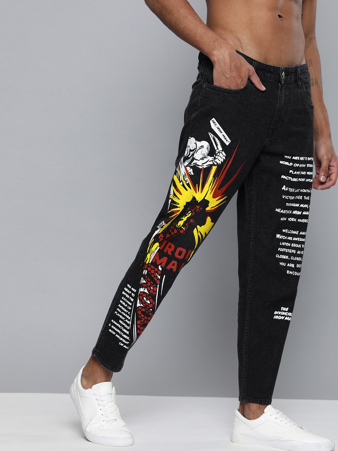 

Kook N Keech Men Black Regular Fit Mid-Rise Clean Look Stretchable Printed Cropped Jeans