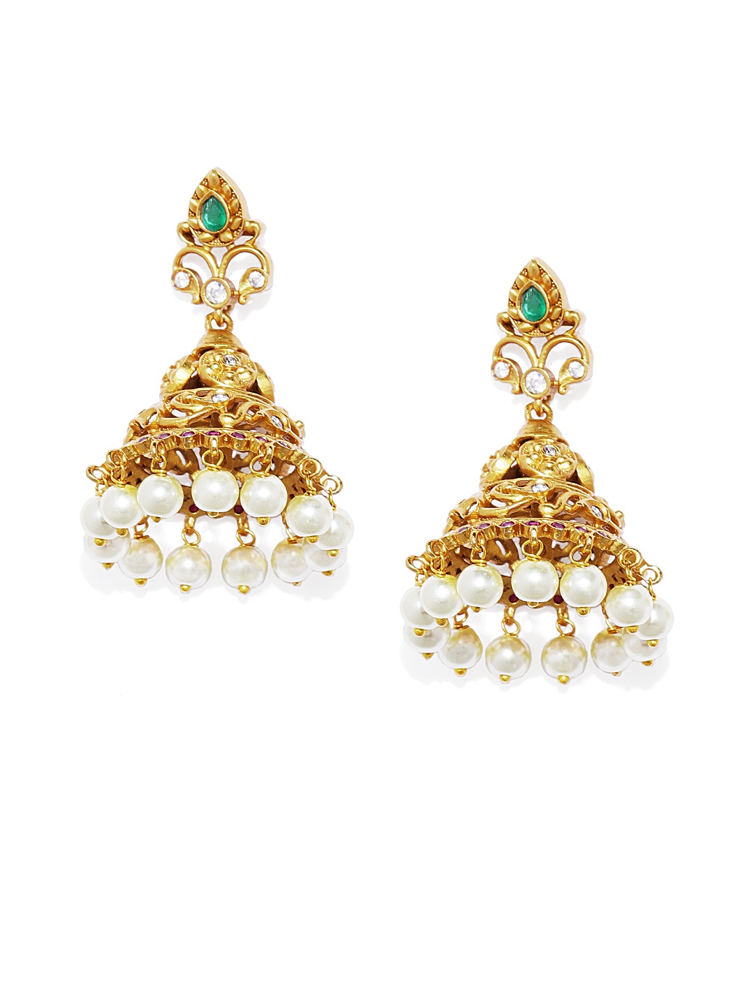 

Peora Gold-Plated Dome Shaped Temple Jhumkas