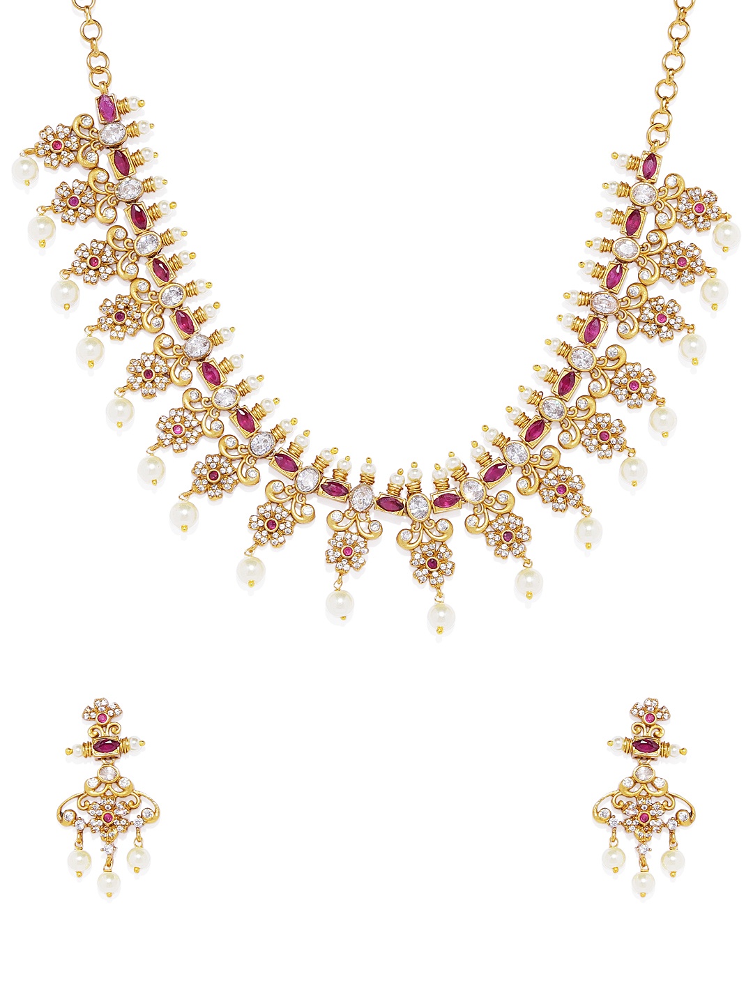 

Peora Gold-Plated Ruby & Emerald Studded Jewellery Set