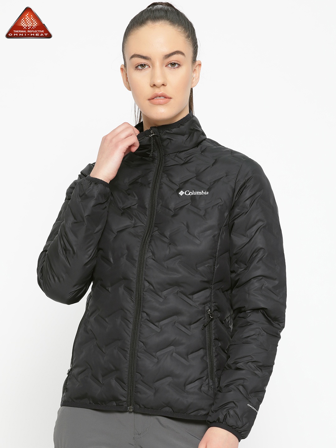 

Columbia Women Black Water Resistant Lightweight Self Design Delta Ridge Down Hiking Jacket