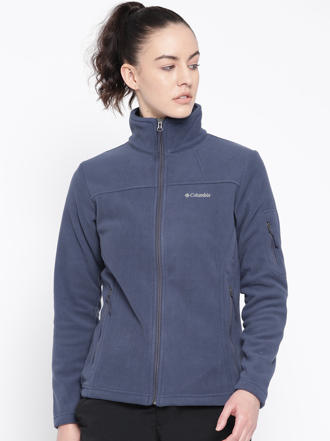 

Columbia Women Navy Blue Solid Fast Trek II Jacket