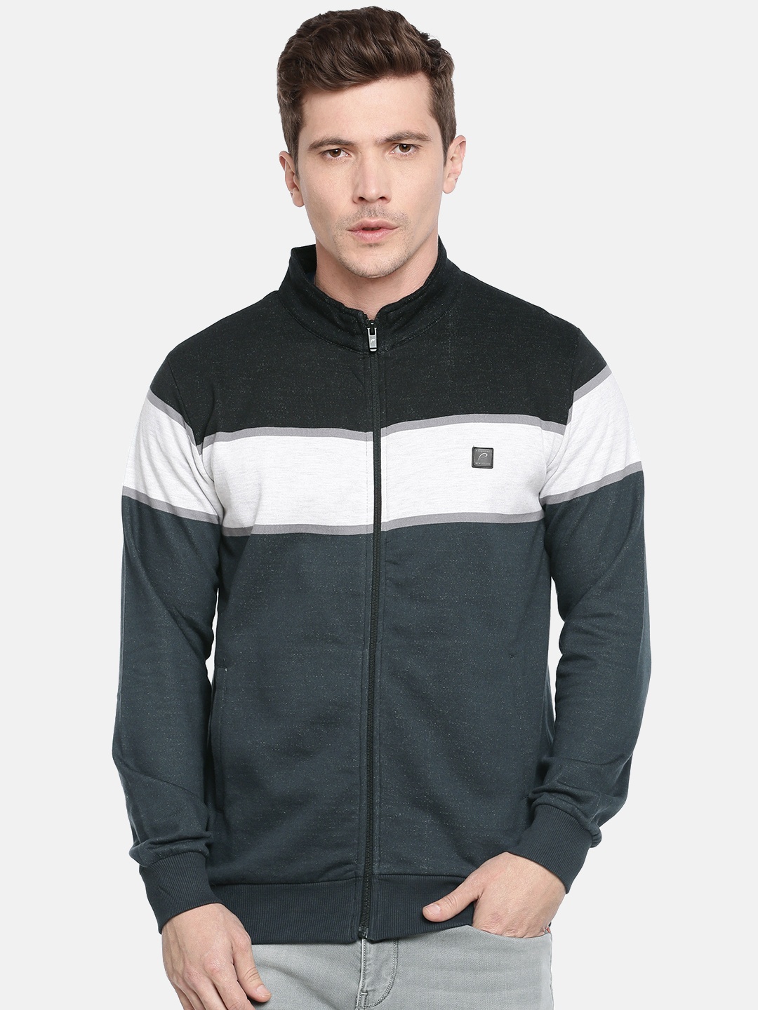 

Proline Active Men Black & Charcoal Grey Colourblocked Sweatshirt