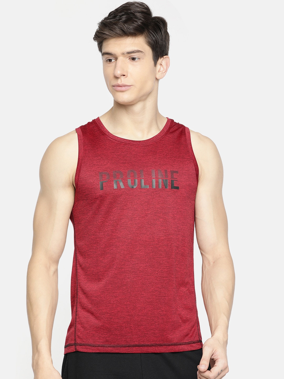 

Proline Active Men Red Pro-Dry Printed Round Neck T-shirt
