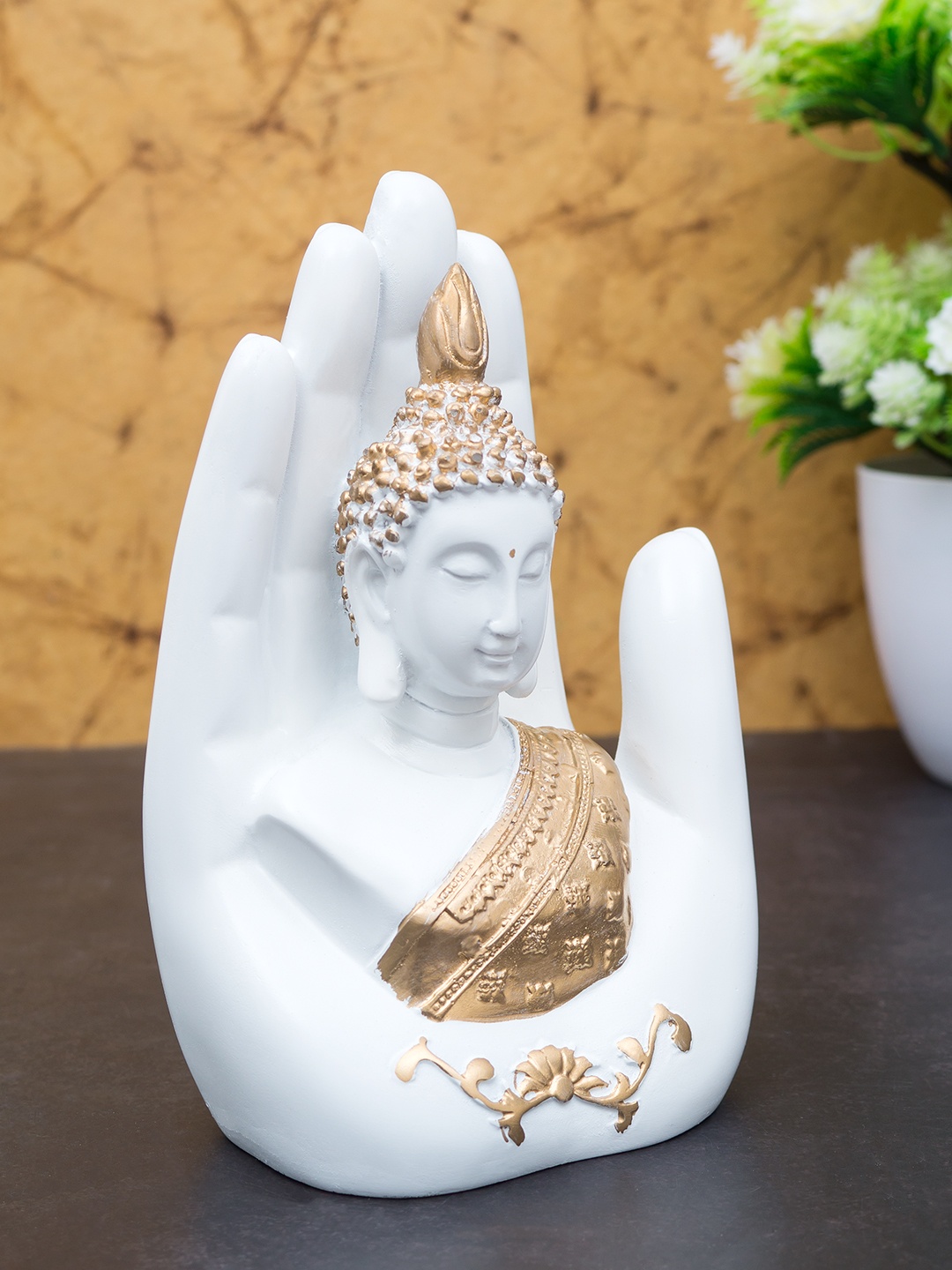 

Golden Peacock White & Gold-Toned Feng Shui Buddha Showpiece