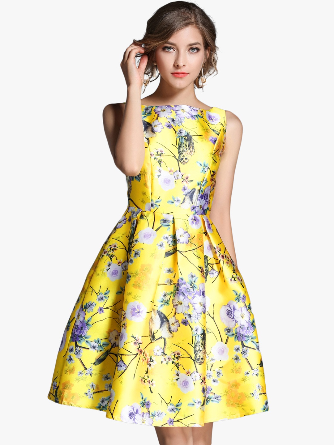 

JC Collection Women Yellow Floral Printed Dress