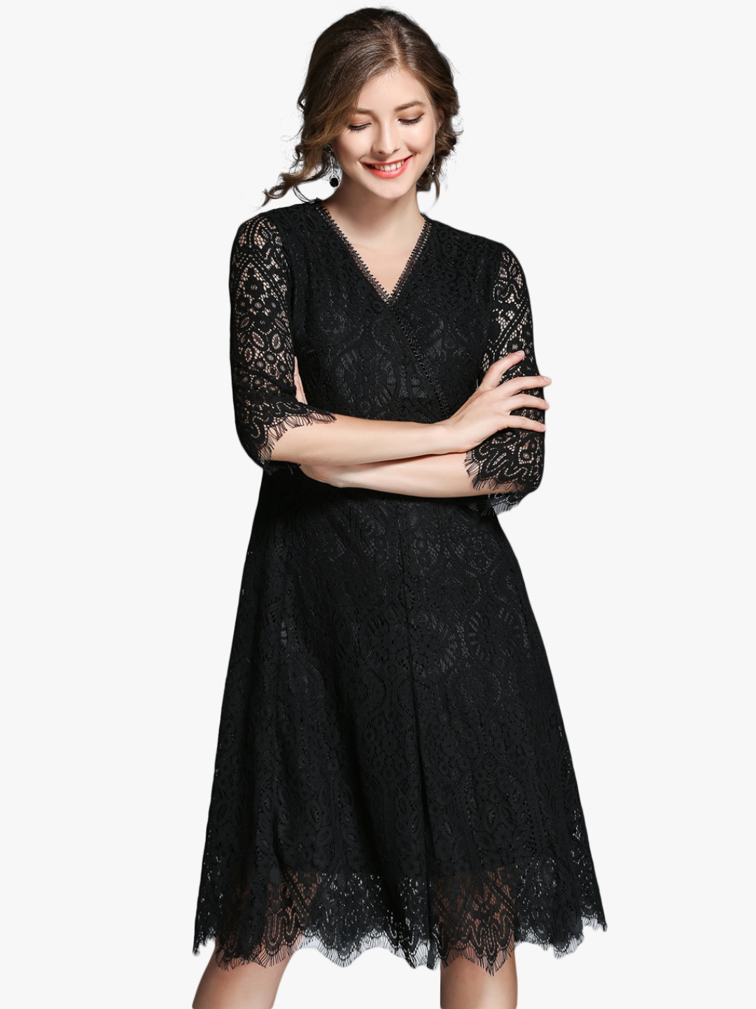 

JC Collection Women Black Self Design Fit and Flare Dress