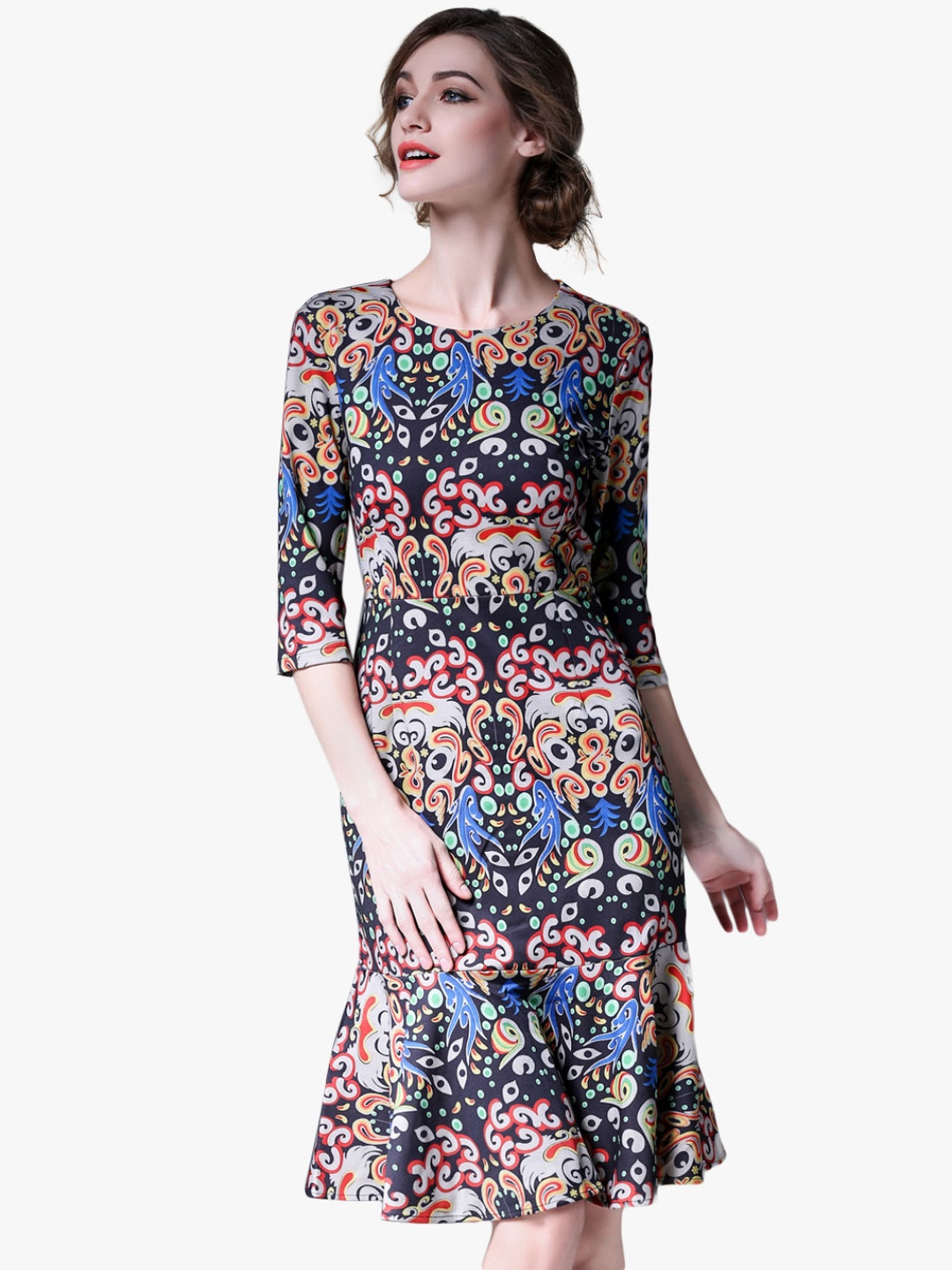 

JC Collection Women Multicoloured Printed A-Line Dress, Multi