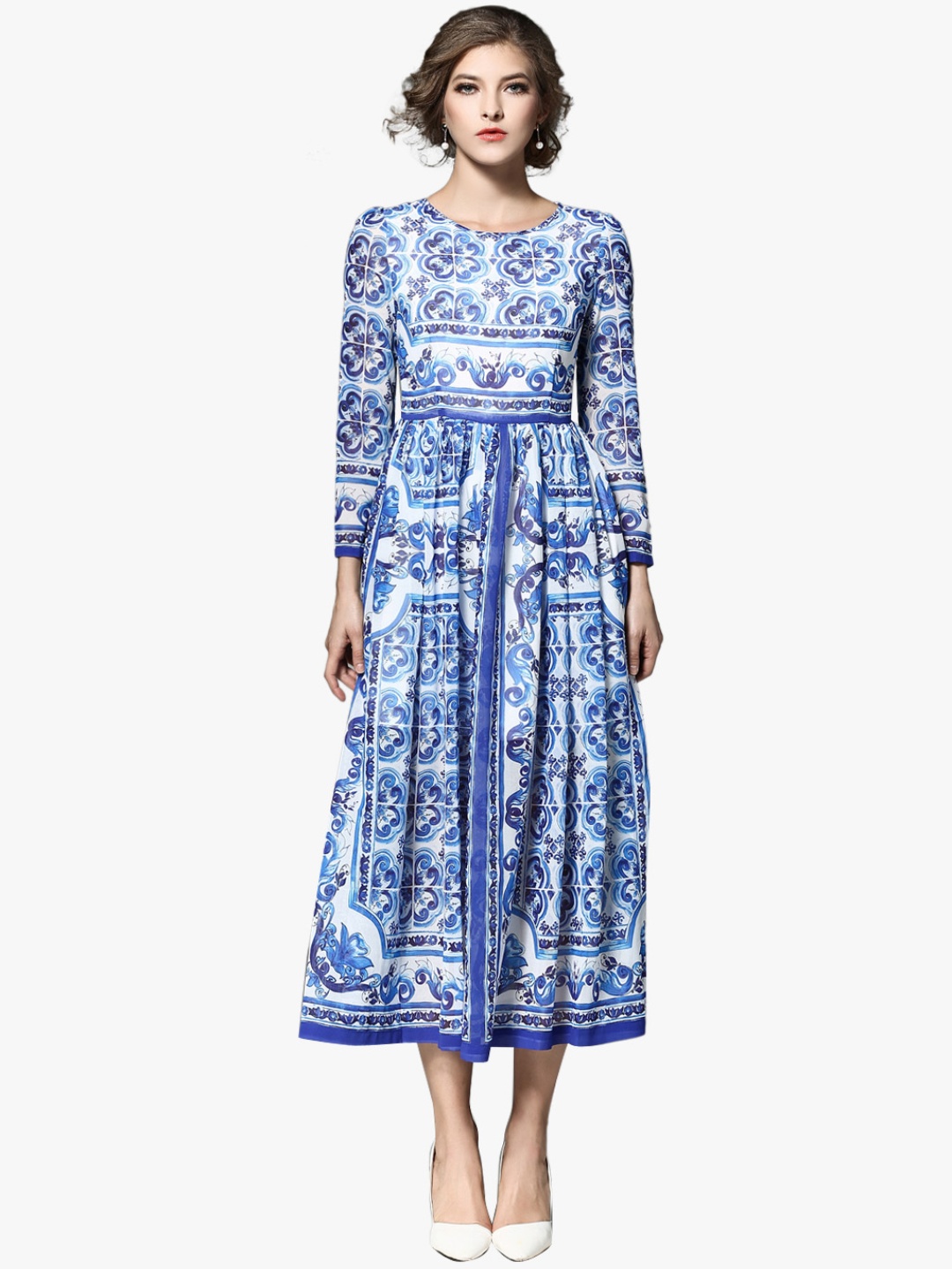 

JC Collection Women Blue & White Printed Maxi Dress