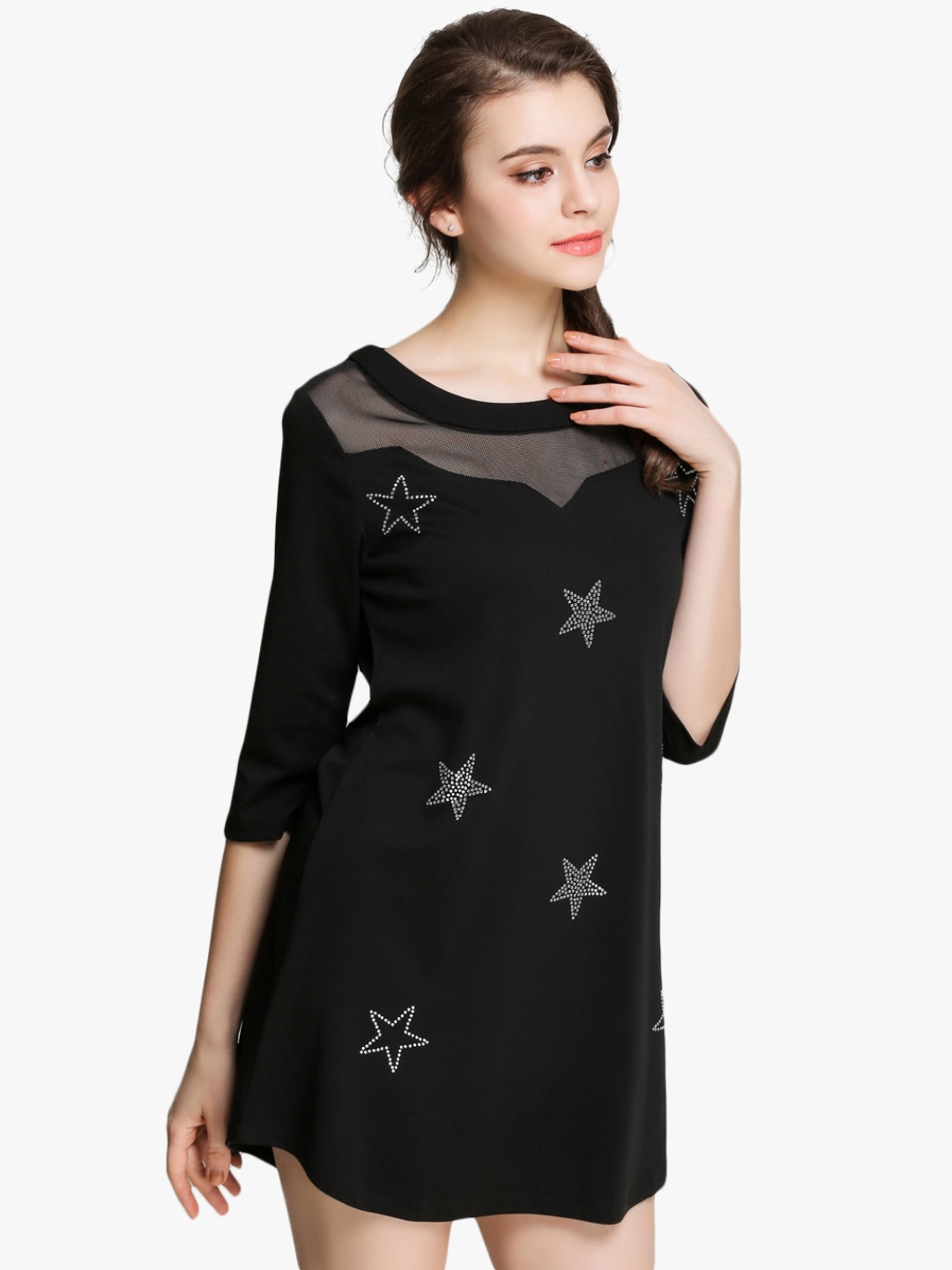 

JC Collection Women Black & Silver Embellished Mini A-Line Dress