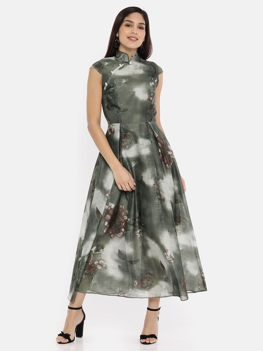 

JC Collection Women Grey Printed Maxi Dress