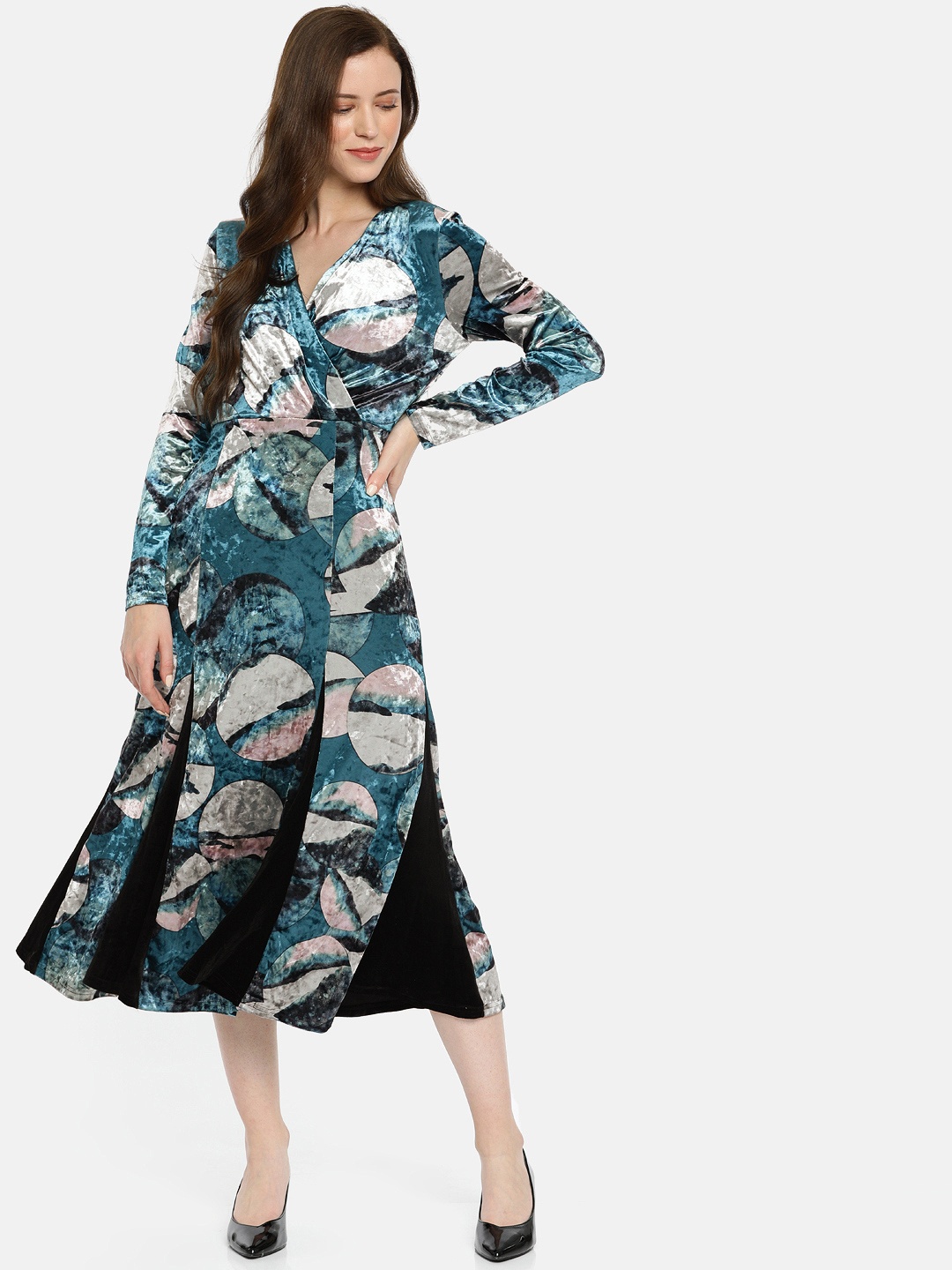 

JC Collection Women Blue Printed A-Line Dress