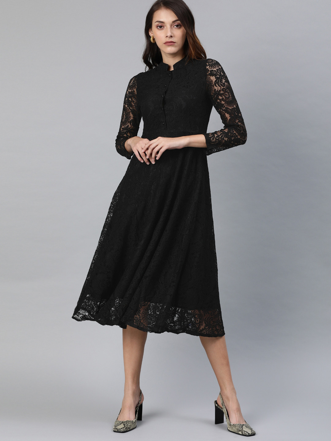 

JC Collection Women Black Self Design A-Line Dress