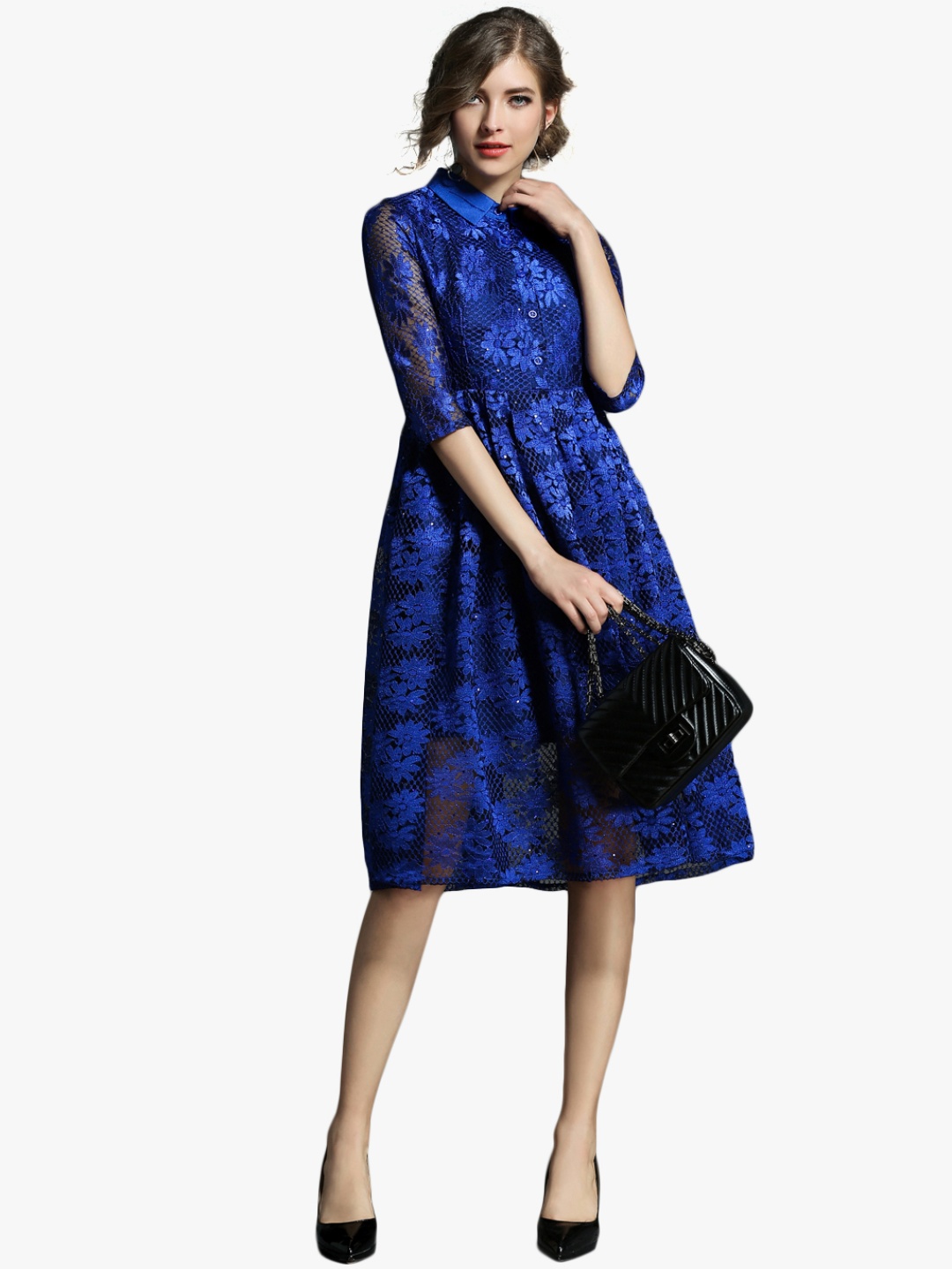 

JC Collection Women Blue Self-Design A-Line Dress