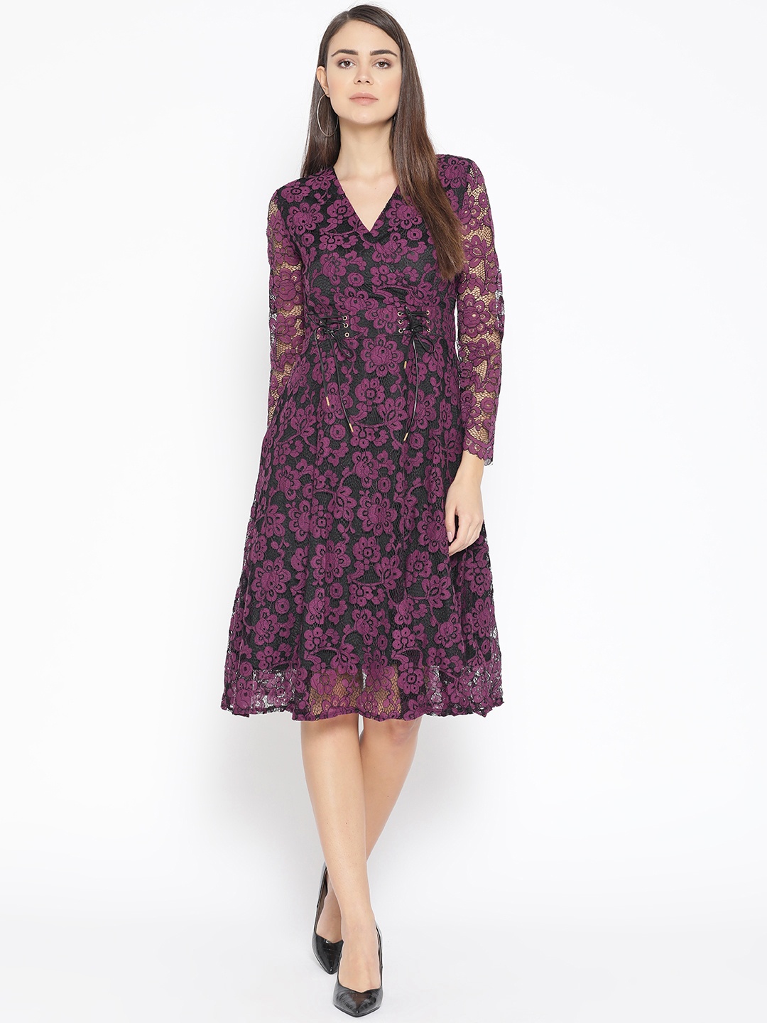 

JC Collection Women Black Self Design Wrap Dress