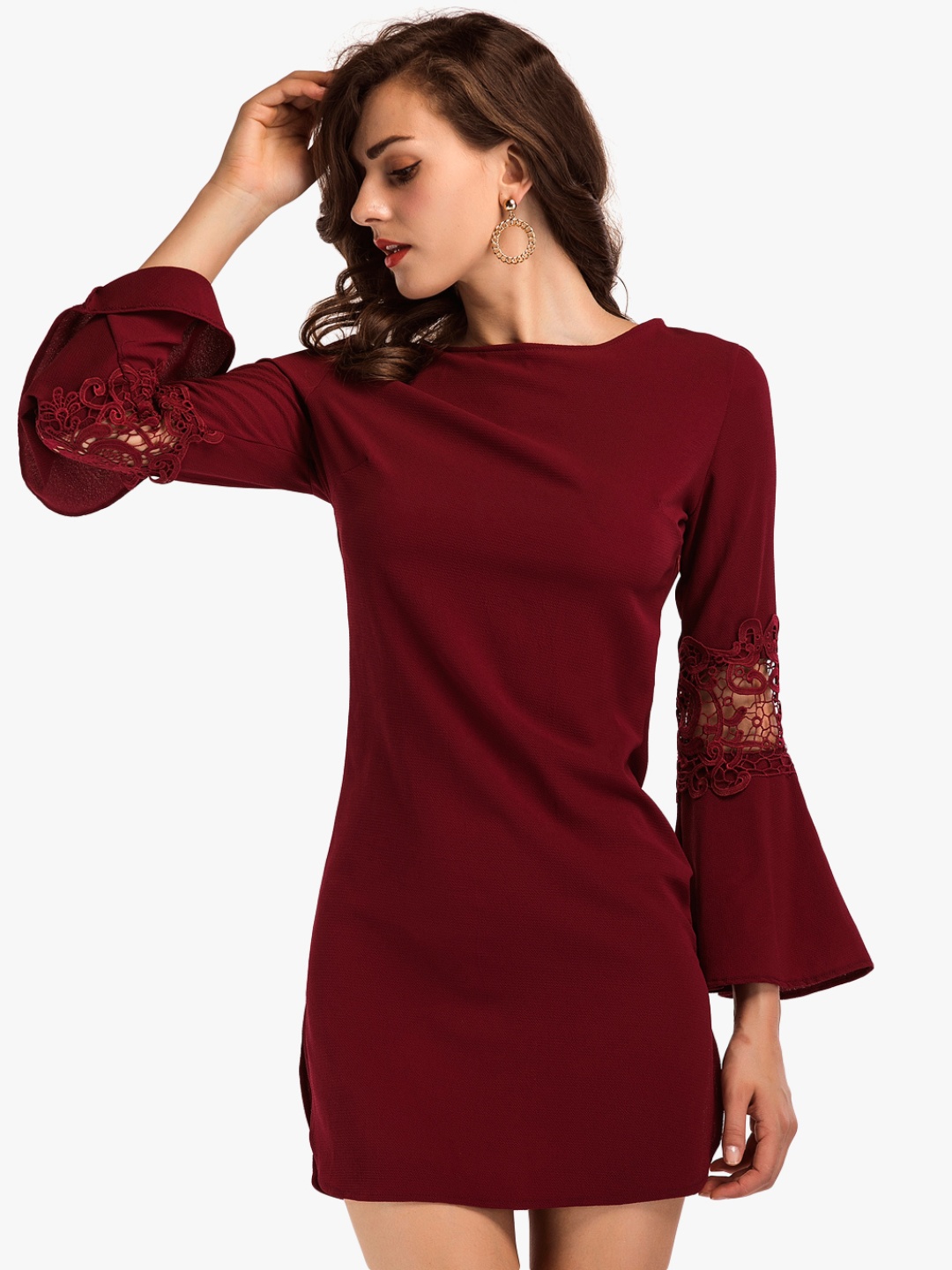 

JC Collection Women Burgundy Solid A-Line Dress