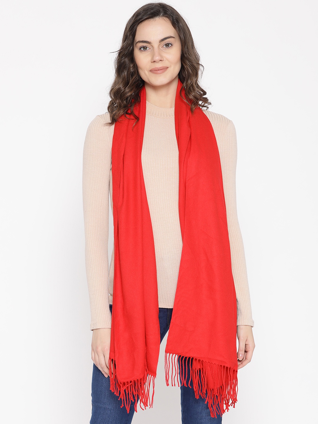 

JC Collection Women Red Solid Stole