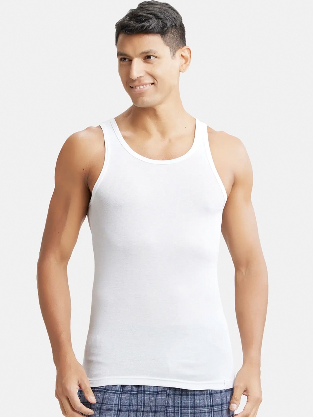 

Jockey Tencel Micro Modal Rib Sleeveless Vest with Extended Length for Easy Tuck-IC13, White