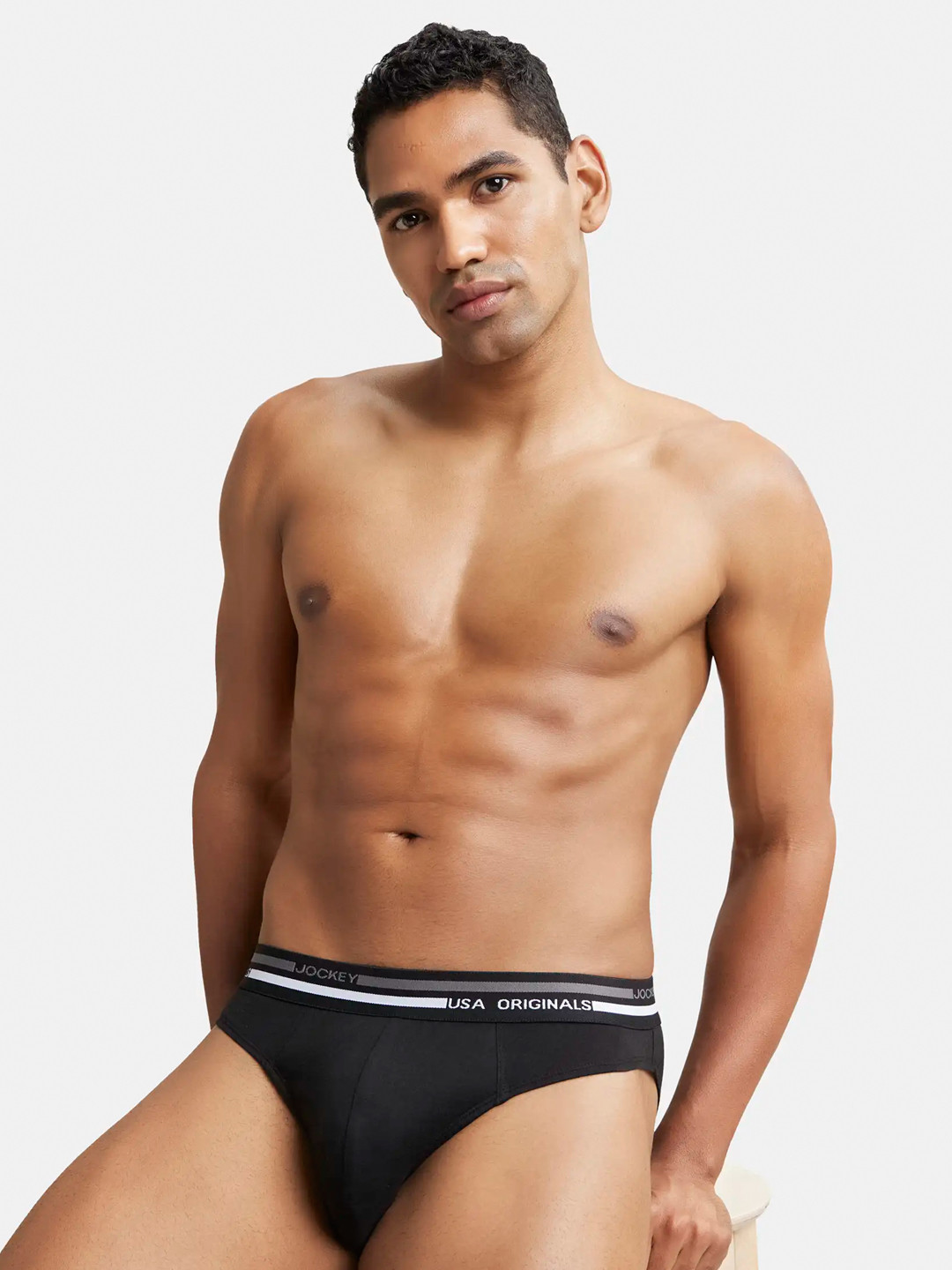 

Jockey Combed Cotton Brief with Ultrasoft Waistband-US49, Black