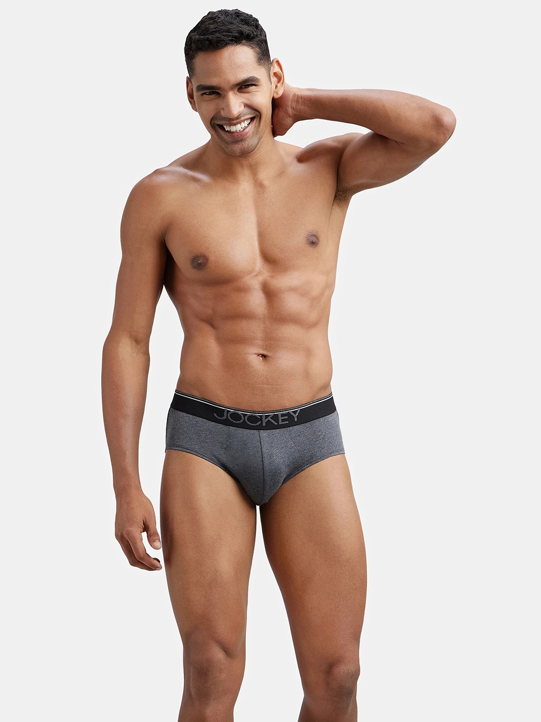 

Jockey Combed Cotton Brief with Ultrasoft Waistband-8037, Charcoal